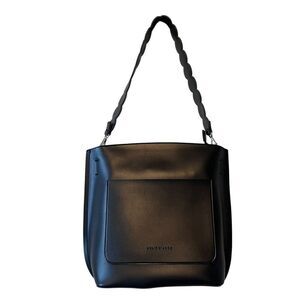 Melie Bianco Black Cecilia Saddle Large Tote Bag